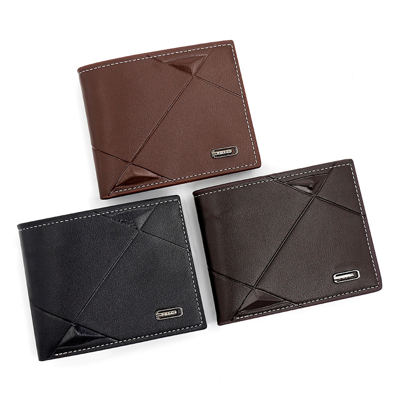 Dark Brown Men's PU Leather Bifold Wallet - Slim Short Design with Zipper Coin view 2