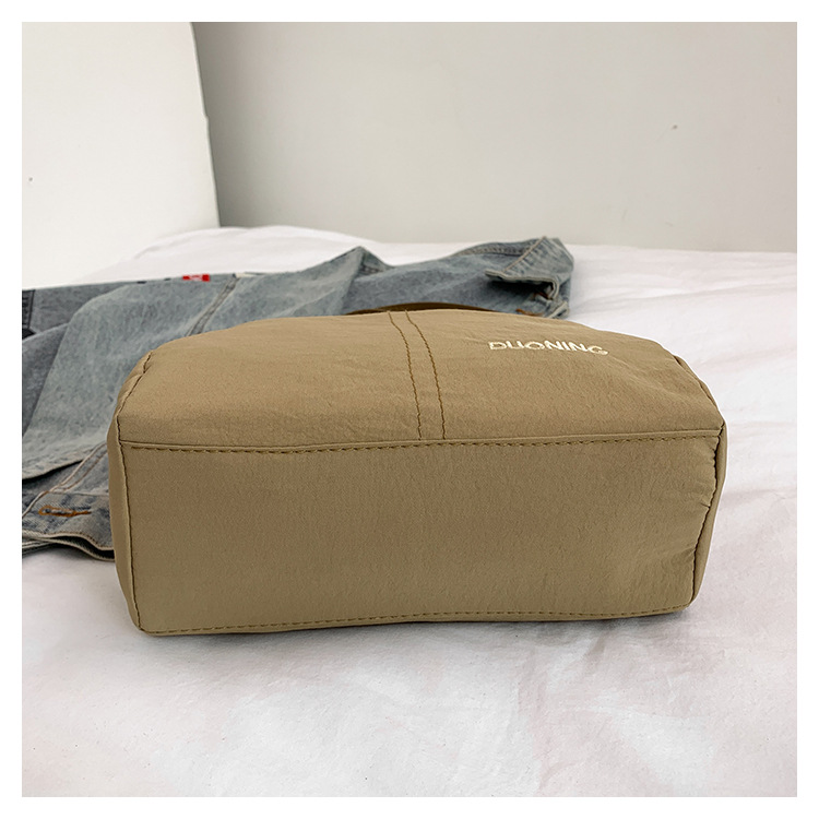 Khaki Women's Lightweight Nylon Crossbody Bag - Multi-Layer Shoulder Purse view 3