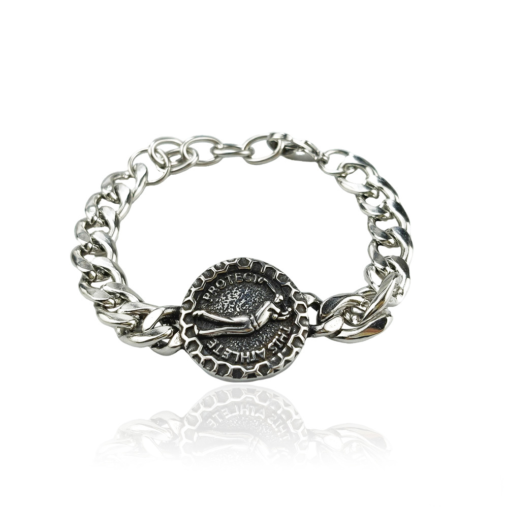 Silver Style 5 Men's Stainless Steel Curb Chain Bracelet - Retro Punk Hip Hop