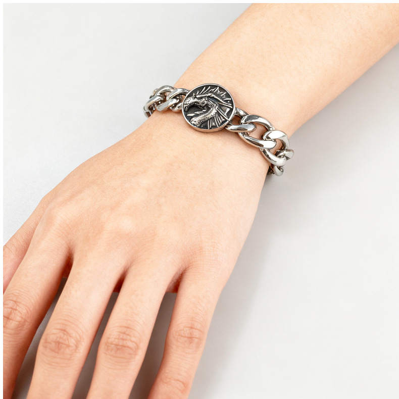 Silver Style 5 Men's Stainless Steel Curb Chain Bracelet - Retro Punk Hip Hop view 4
