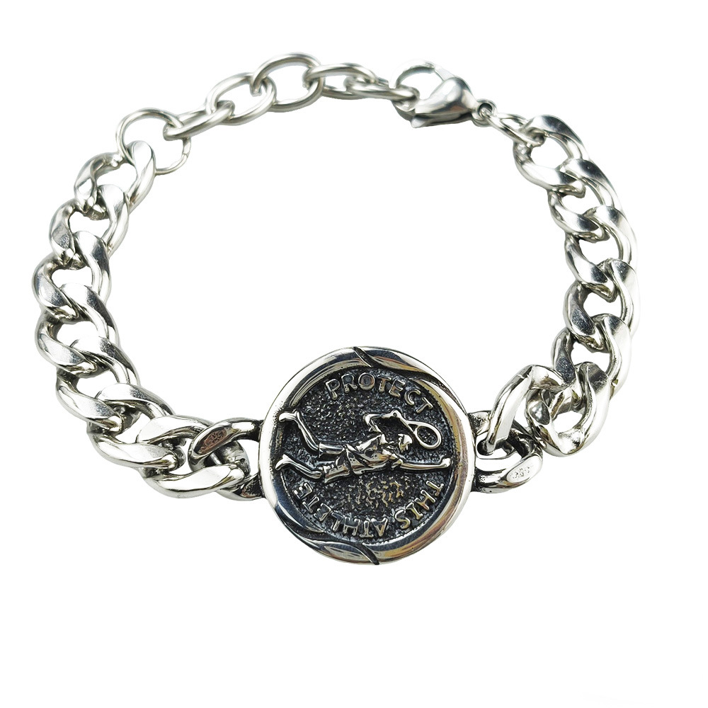 Silver Style 6 Men's Stainless Steel Curb Chain Bracelet - Retro Punk Hip Hop