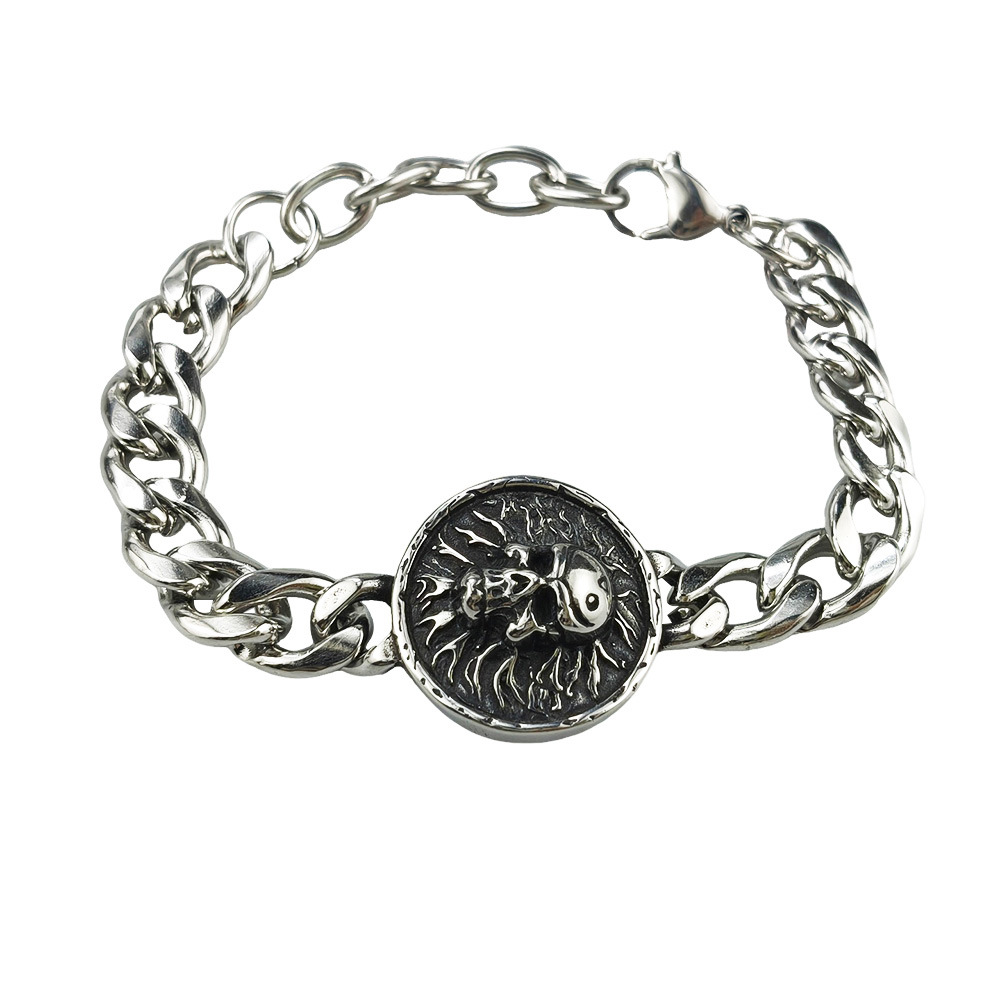 Silver Style 9 Men's Stainless Steel Curb Chain Bracelet - Retro Punk Hip Hop