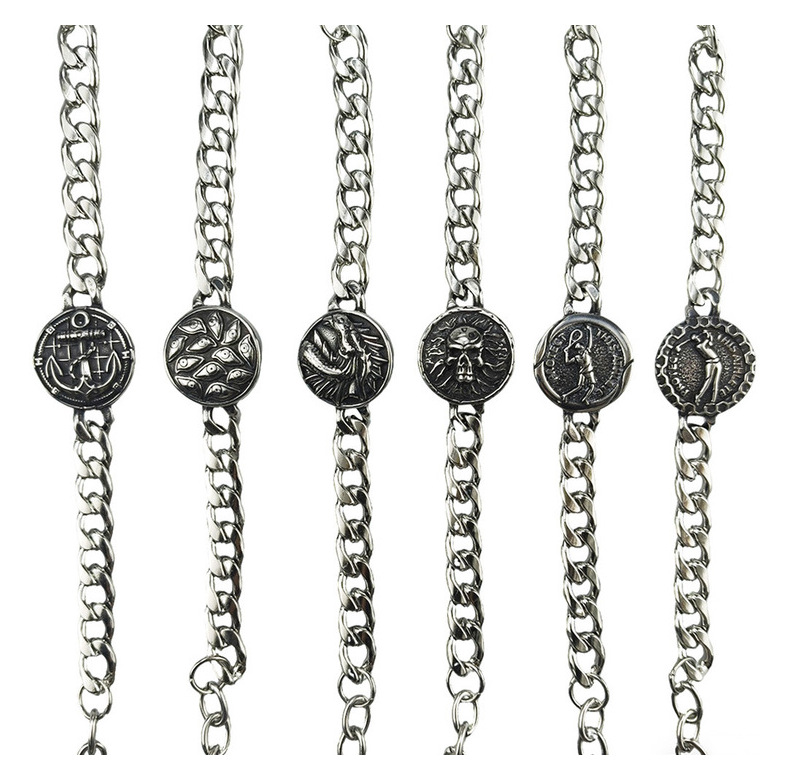 Silver Style 9 Men's Stainless Steel Curb Chain Bracelet - Retro Punk Hip Hop view 2
