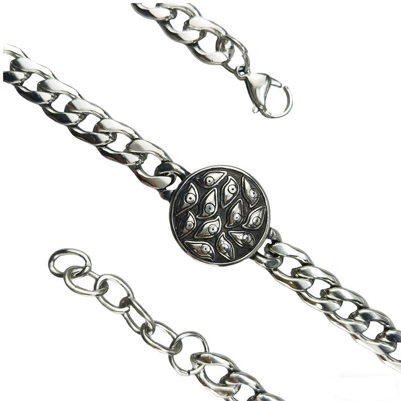 Silver Style 10 Men's Stainless Steel Curb Chain Bracelet - Retro Punk Hip Hop view 5