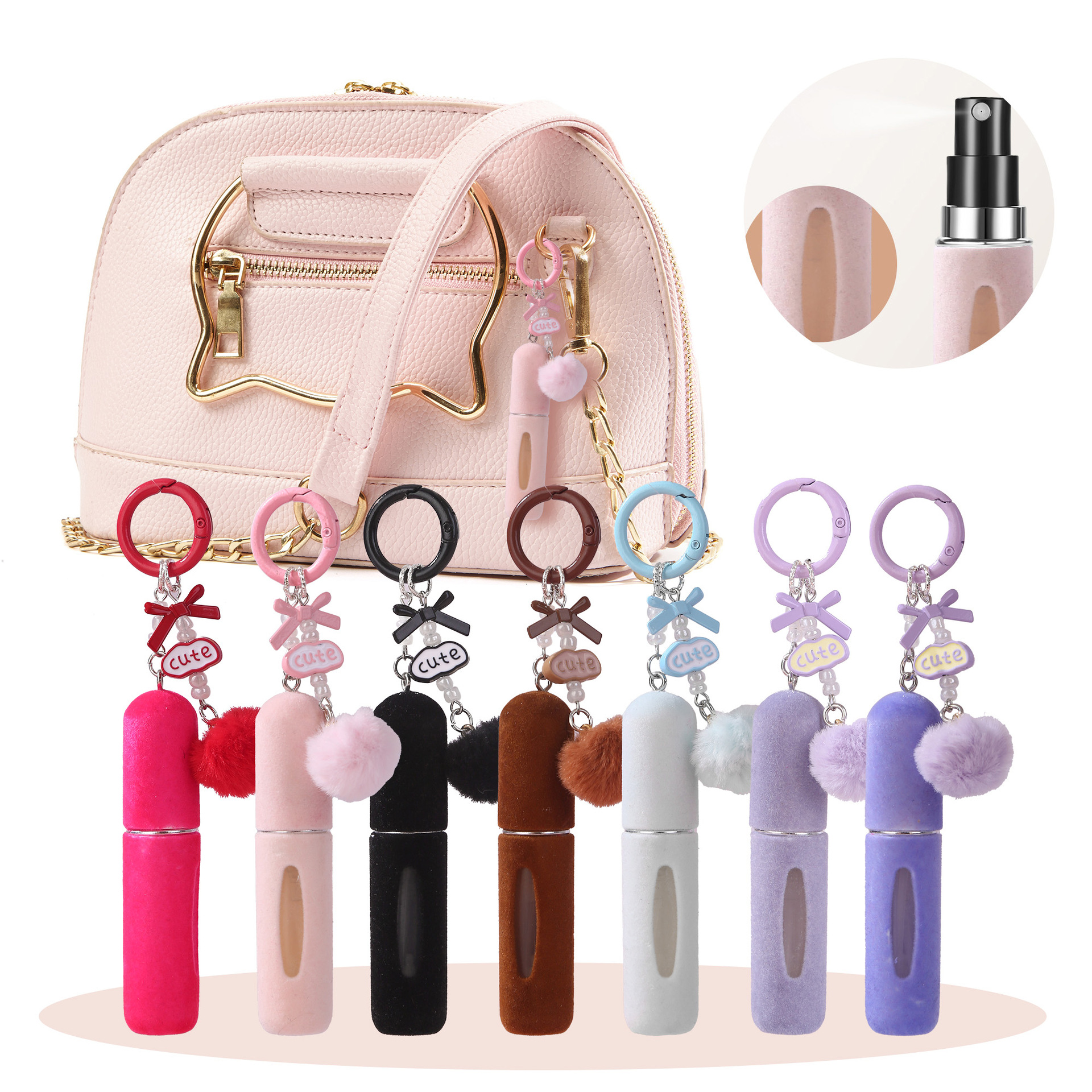 3 Pack Plush Perfume Atomiser Keychain - 5ml Portable Refillable Spray Bottle