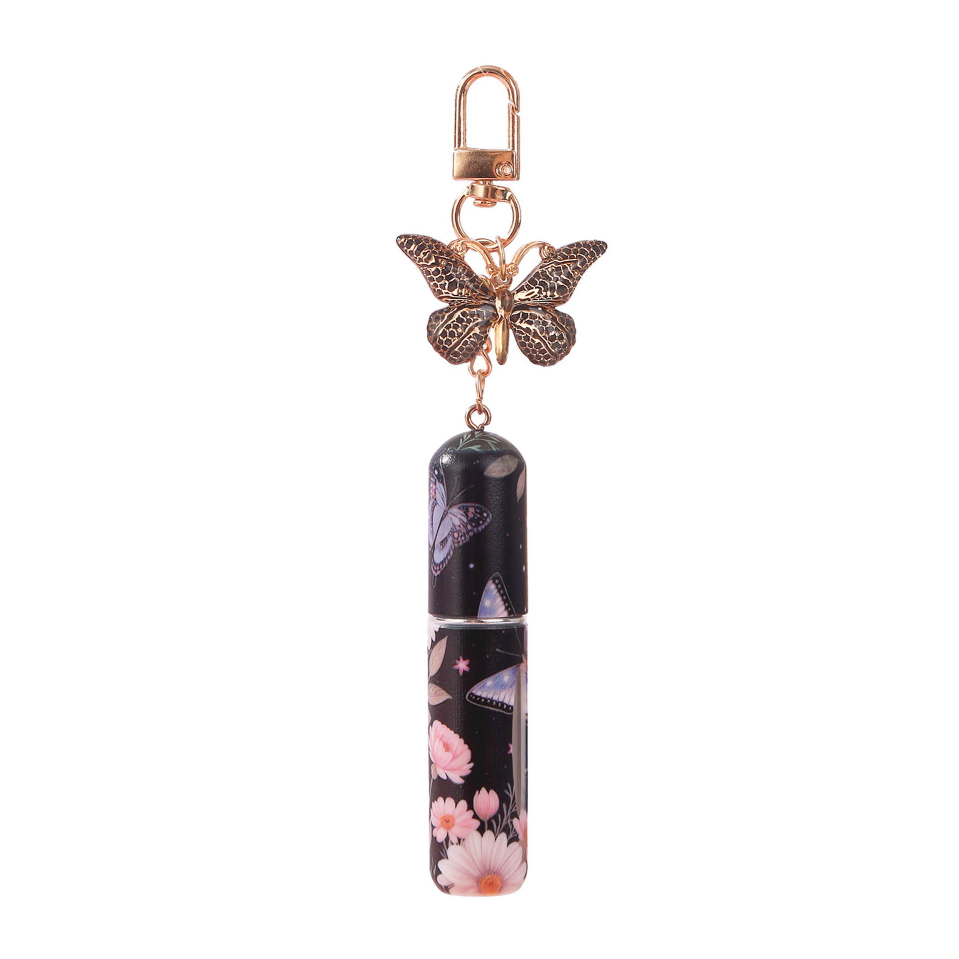 Black 3 Pcs Portable 5ml Perfume Atomiser Keychain - Refillable Floral Spray