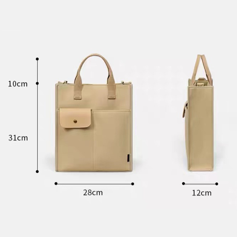 White Unisex Canvas Tote Bag - Structured Vertical Shoulder Satchel with Front view 4