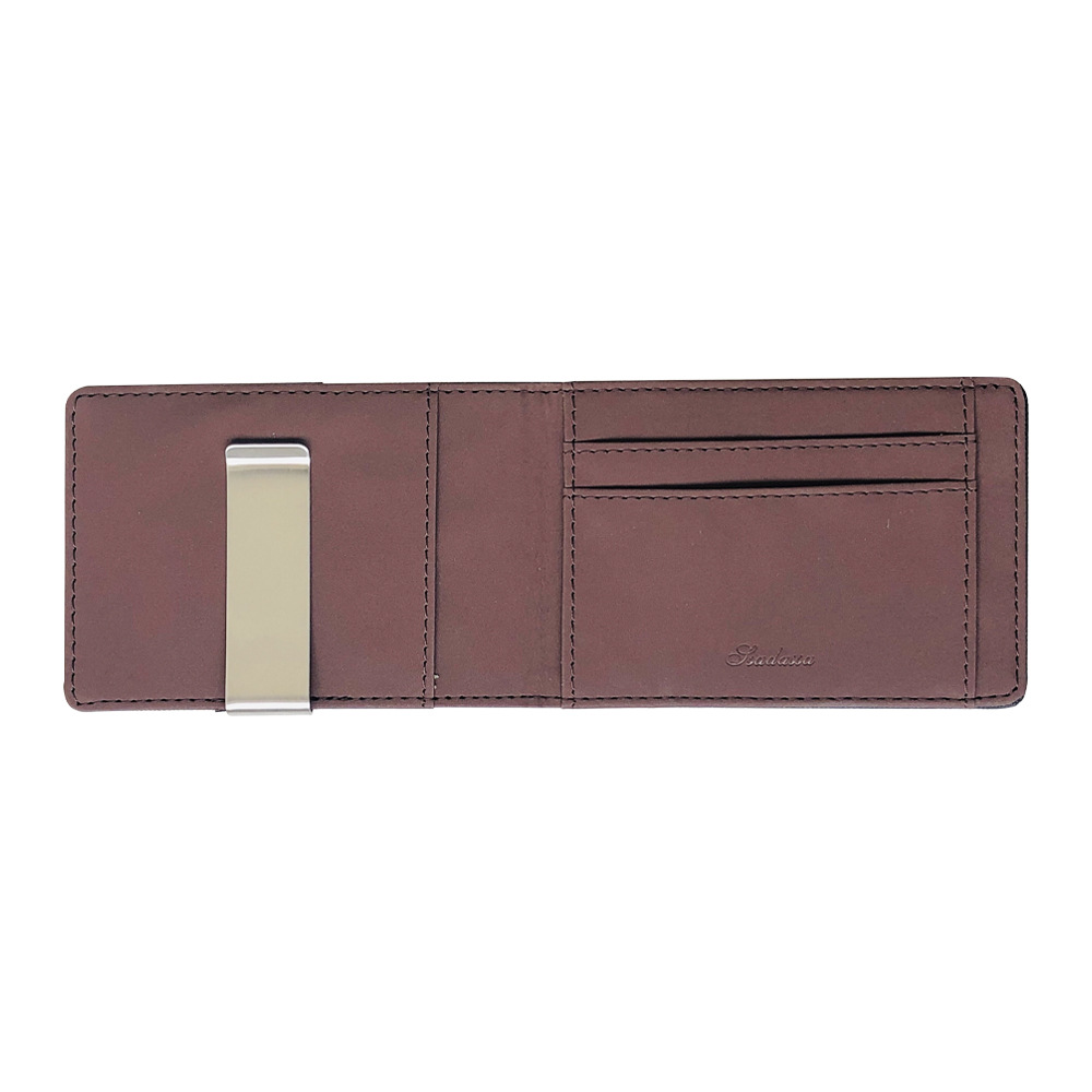 Brown Men's Slim Bifold Money Clip Wallet - Saffiano Texture PU Leather with