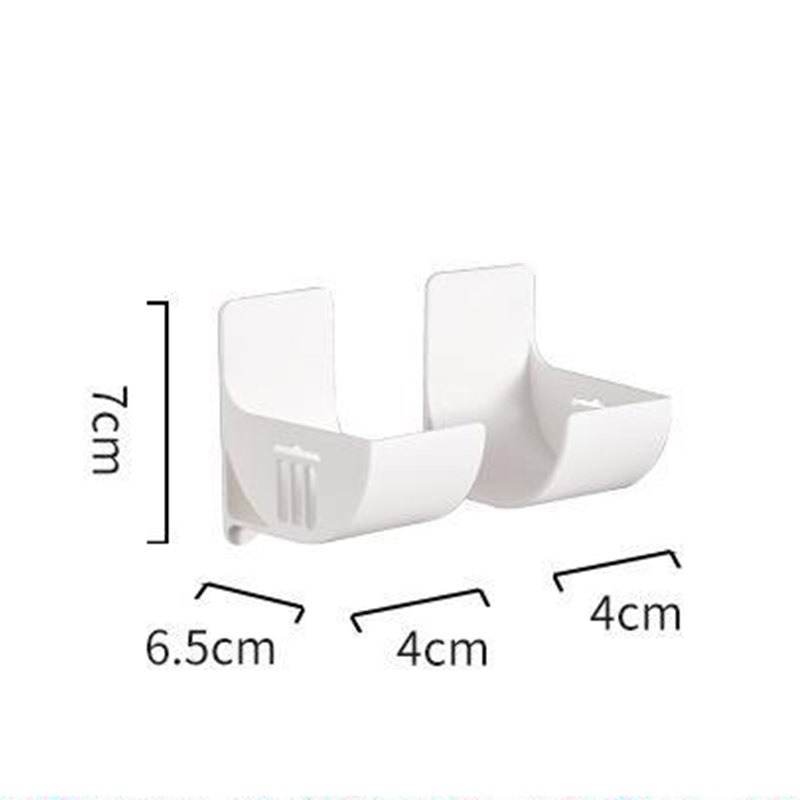 White 10 Pairs Self-Adhesive Wall Mount Storage Holders - Drill-Free Plastic view 2