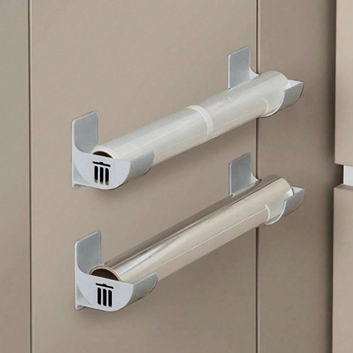 Grey 10 Pairs Self-Adhesive Wall Mount Storage Holders - Drill-Free Plastic
