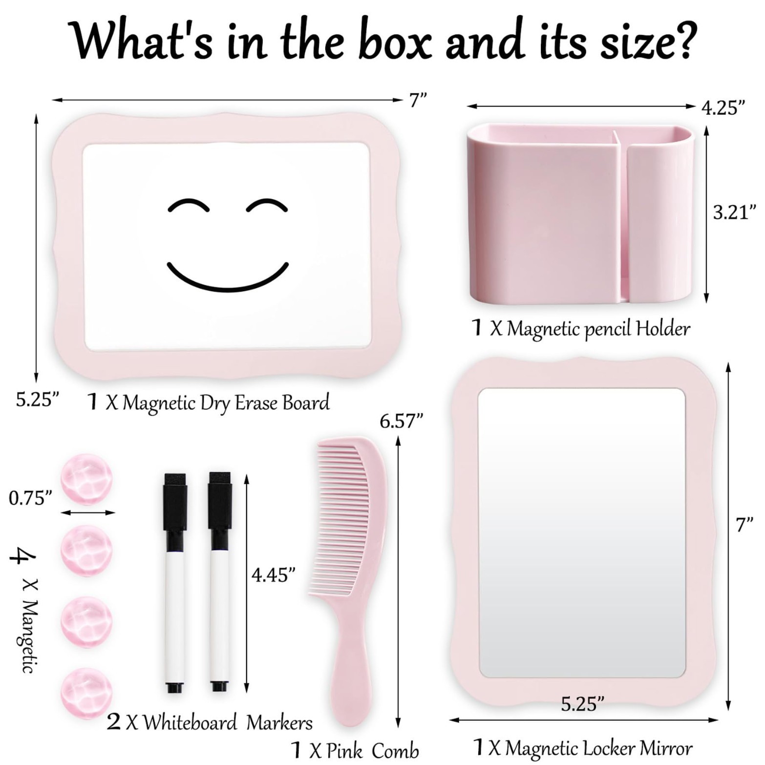 10-Piece Pink Magnetic Locker Organiser Set - Mirror view 5