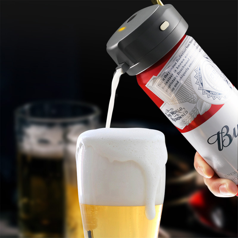 Portable Ultrasonic Beer Foam Maker - Clip-On Canned Beer Dispenser for Creamy
