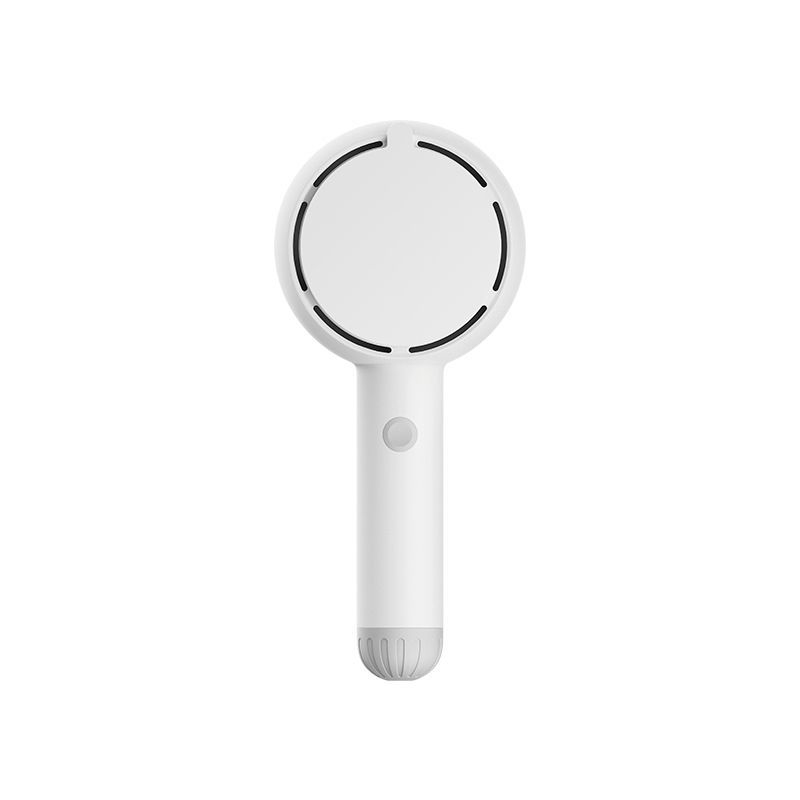 White 2-in-1 Handheld Fan with LED Makeup Mirror - Portable USB Rechargeable view 2