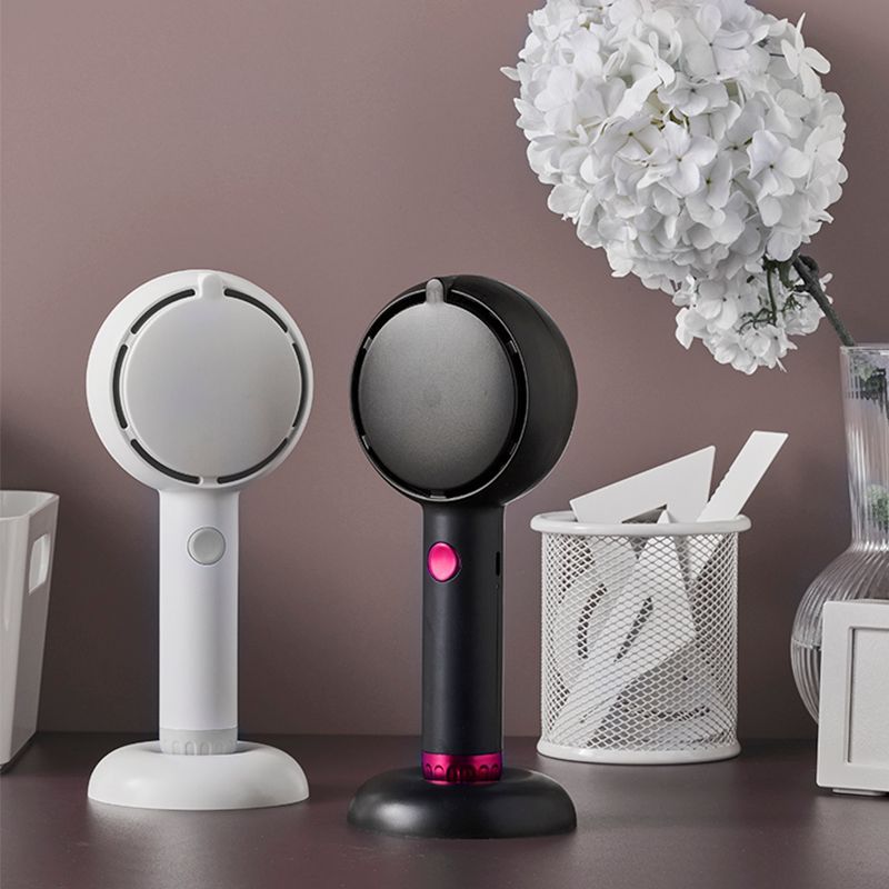 Black 2-in-1 Handheld Fan with LED Makeup Mirror - Portable USB Rechargeable view 7
