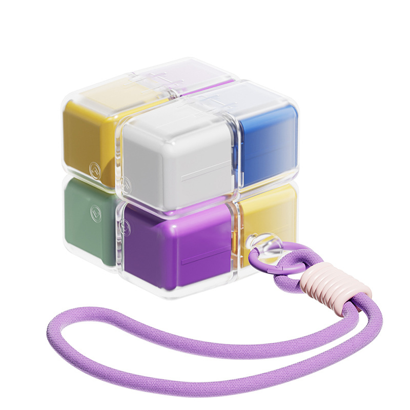 Colorful Portable Magnetic Cube Pill Organiser - 8 Compartment Weekly Medicine