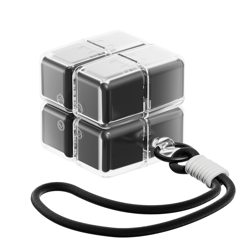 Black Portable Magnetic Cube Pill Organiser - 8 Compartment Weekly Medicine