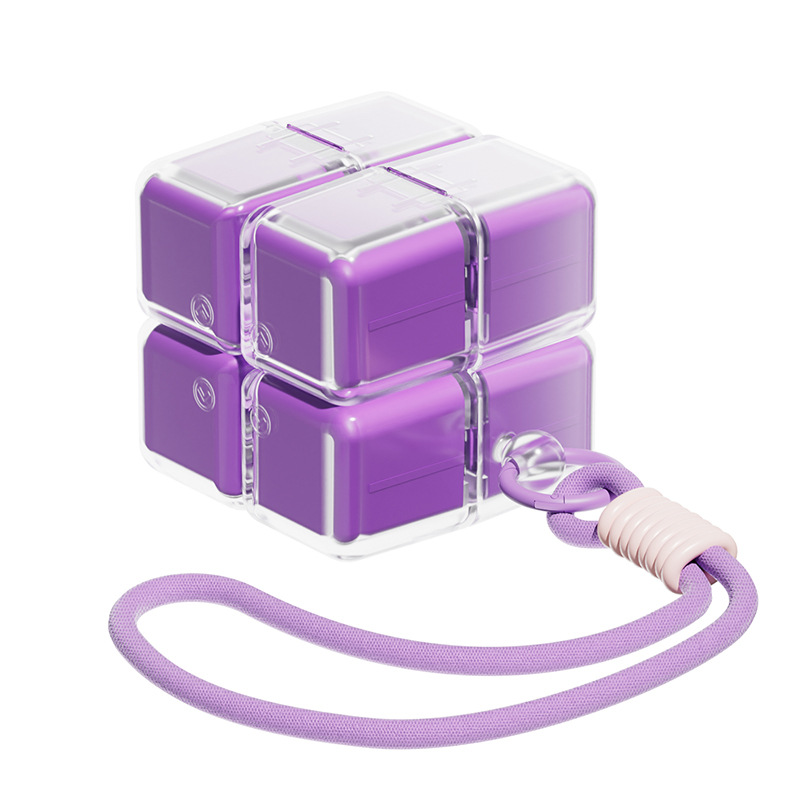 Purple Portable Magnetic Cube Pill Organiser - 8 Compartment Weekly Medicine
