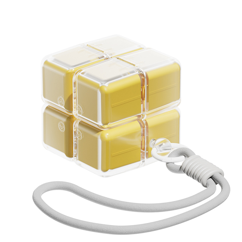 Yellow Portable Magnetic Cube Pill Organiser - 8 Compartment Weekly Medicine