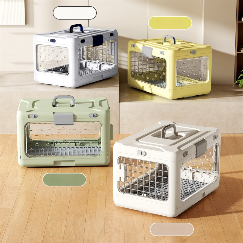 Yellow Premium Foldable Pet Carrier Crate - Breathable Aviation Travel Box for view 2