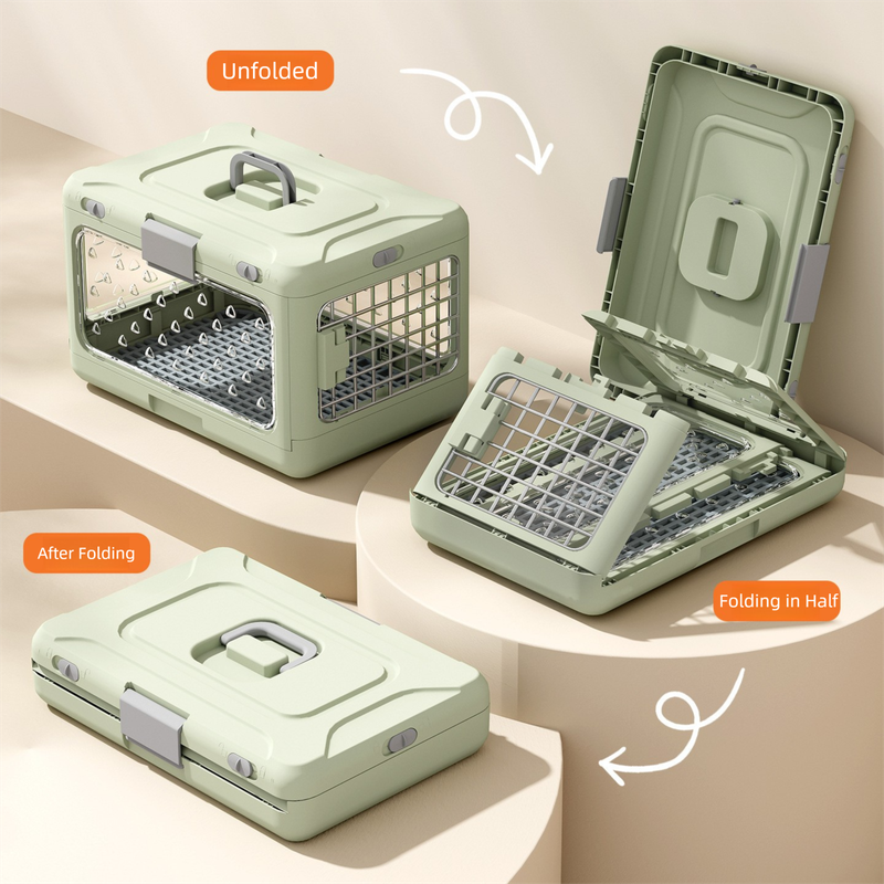 Yellow Premium Foldable Pet Carrier Crate - Breathable Aviation Travel Box for view 3