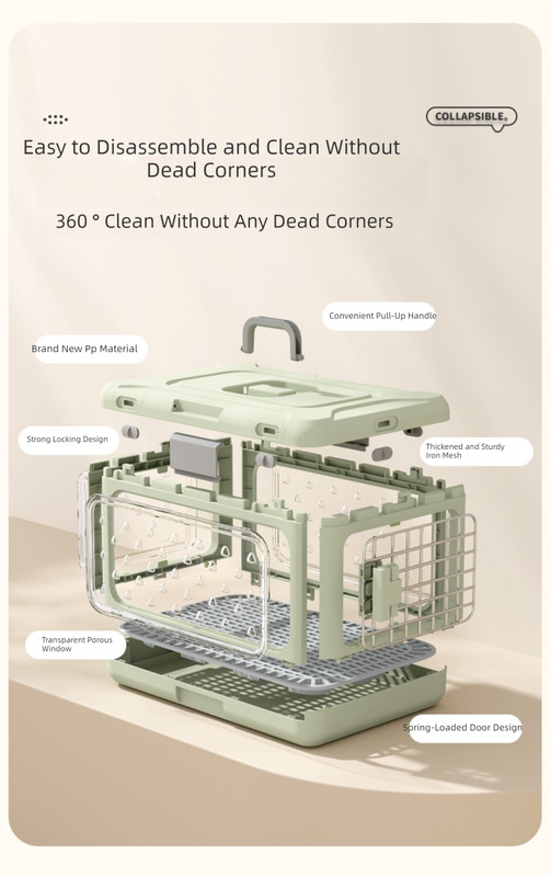 Yellow Premium Foldable Pet Carrier Crate - Breathable Aviation Travel Box for view 5