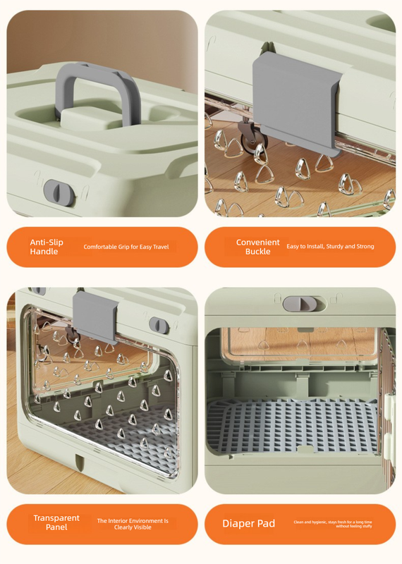Grey Premium Foldable Pet Carrier Crate - Breathable Aviation Travel Box for view 4