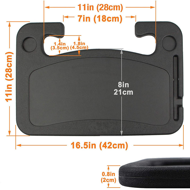 Black Portable Car Steering Wheel Tray - 2-in-1 Dual Sided Laptop Desk & Food view 2