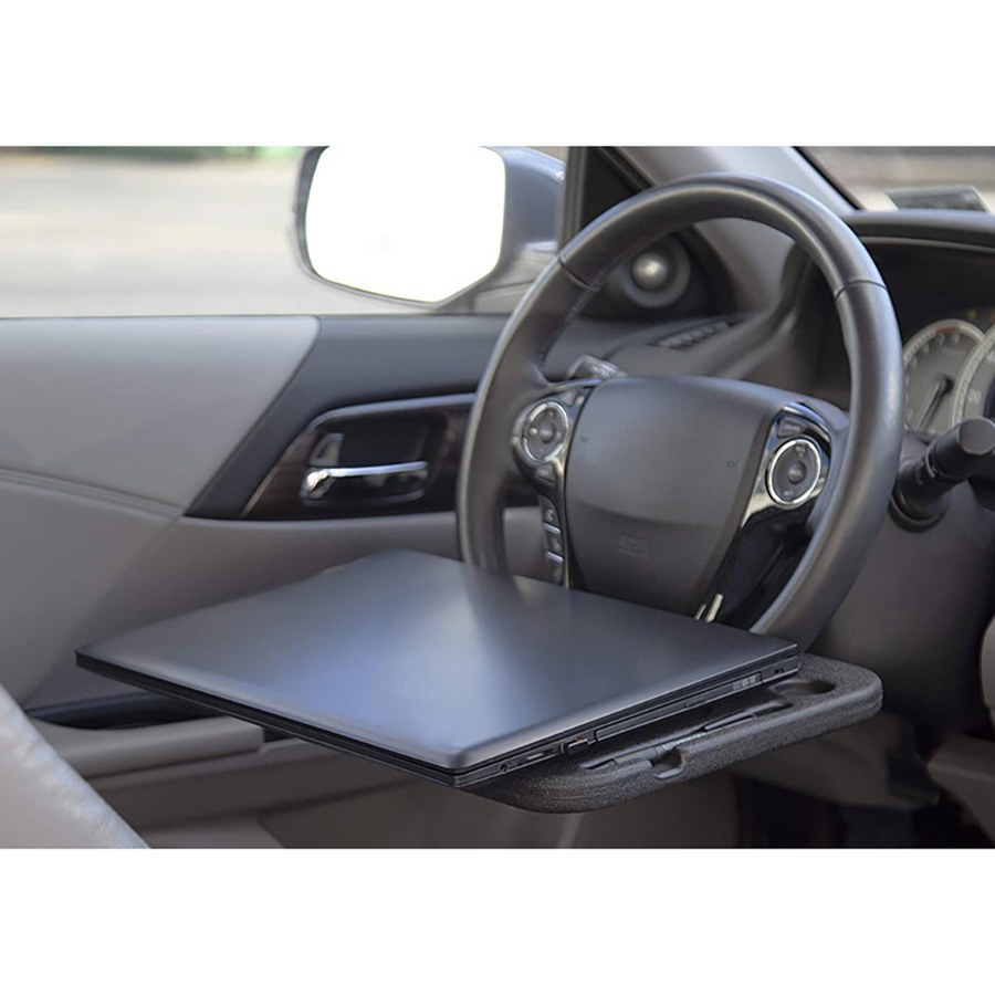 Black Portable Car Steering Wheel Tray - 2-in-1 Dual Sided Laptop Desk & Food view 4