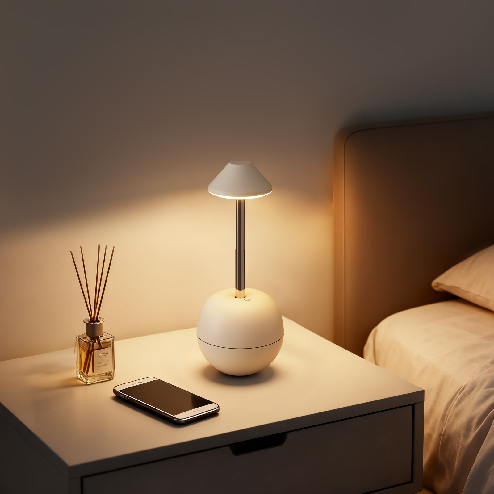 White Creative Tumbler LED Night Light - Rechargeable RGB Desk Lamp with view 6
