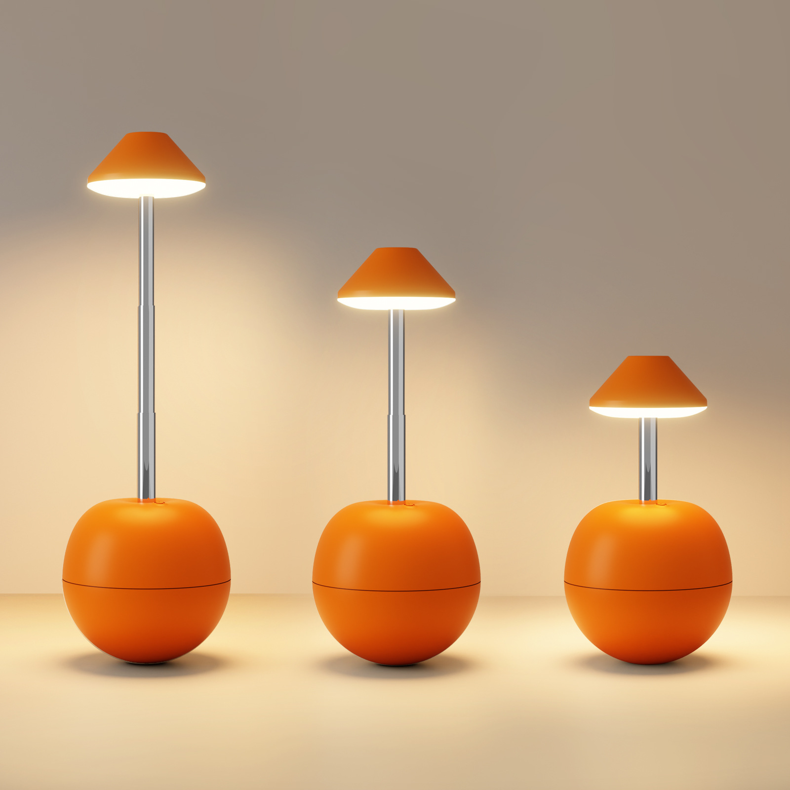 Orange Creative Tumbler LED Night Light - Rechargeable RGB Desk Lamp with
