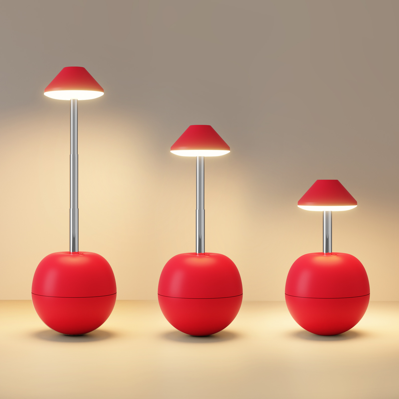 Red Creative Tumbler LED Night Light - Rechargeable RGB Desk Lamp with Remote