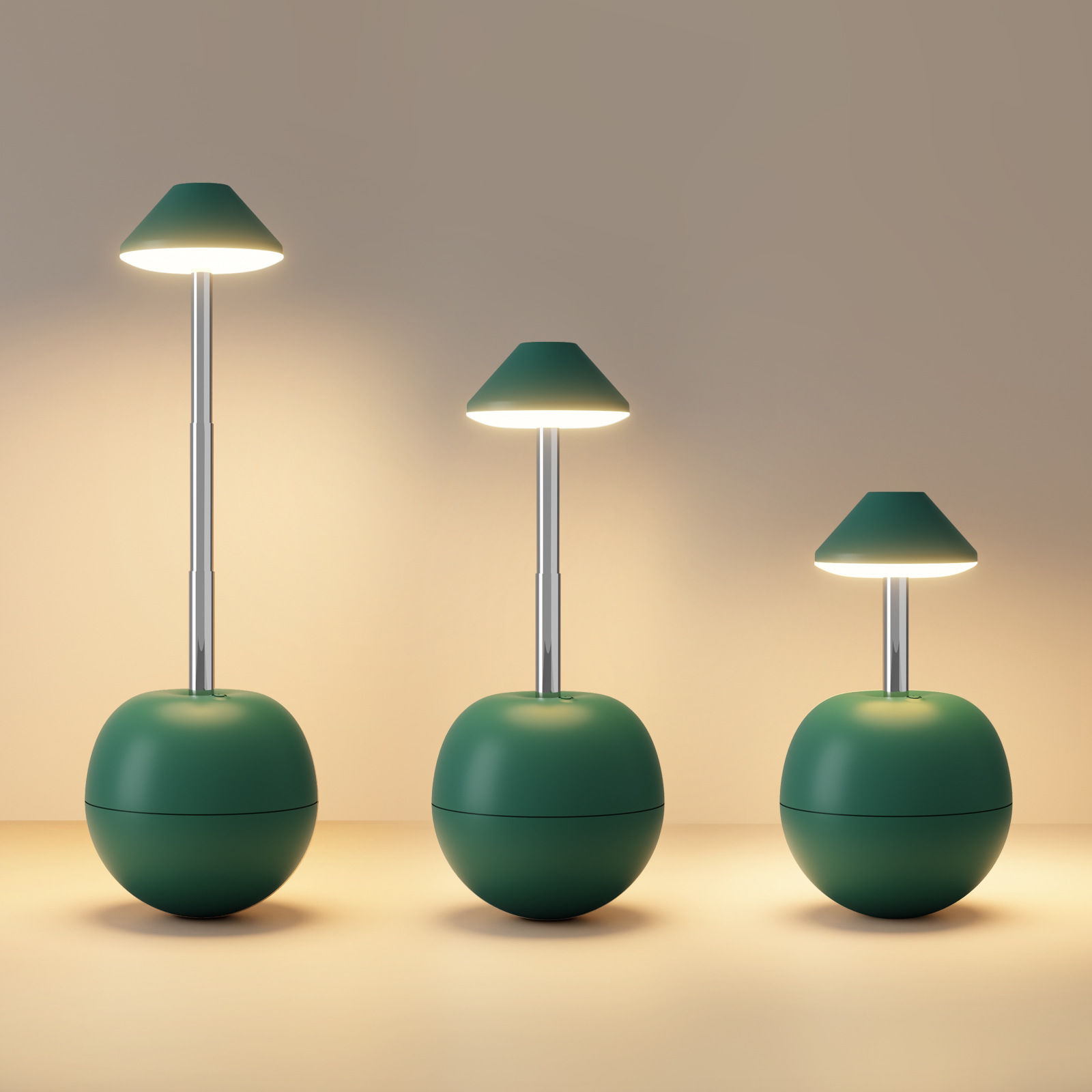 Green Creative Tumbler LED Night Light - Rechargeable RGB Desk Lamp with