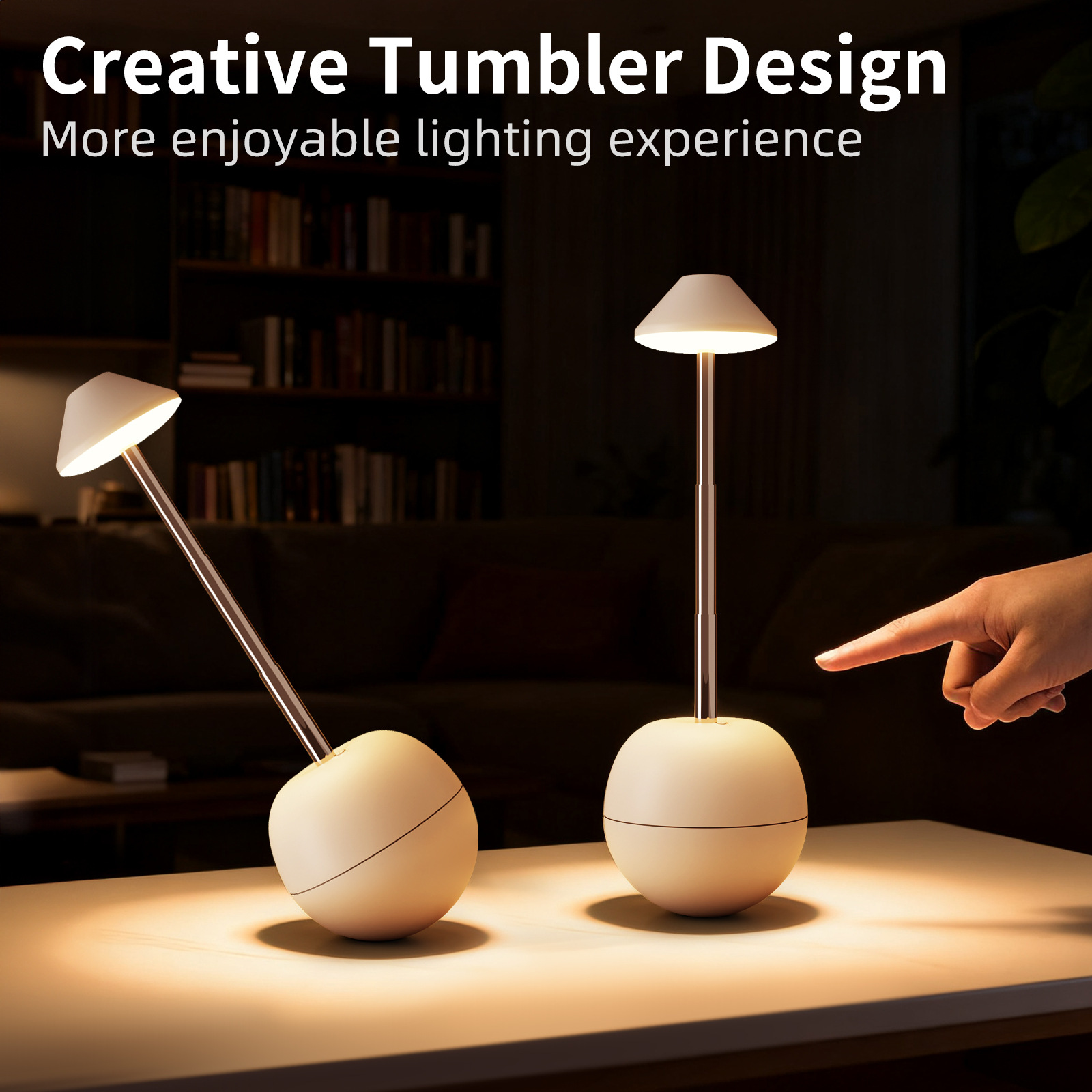 Green Creative Tumbler LED Night Light - Rechargeable RGB Desk Lamp with view 4