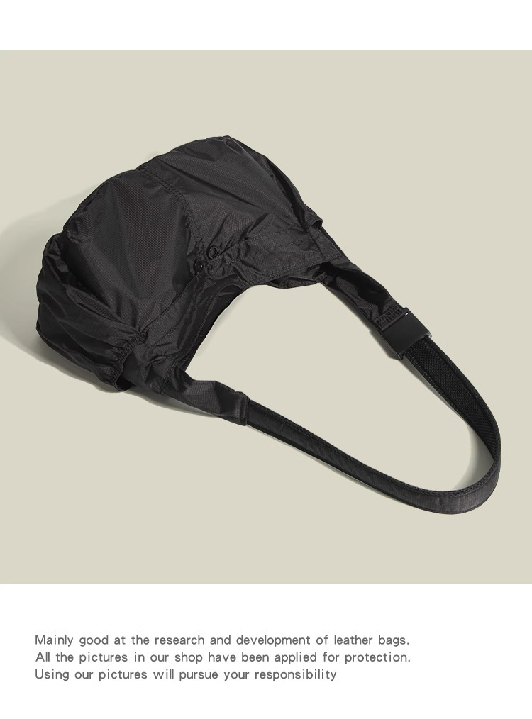 Black Large Capacity Nylon Tote Bag - Water Resistant Casual Shoulder Bag for view 5
