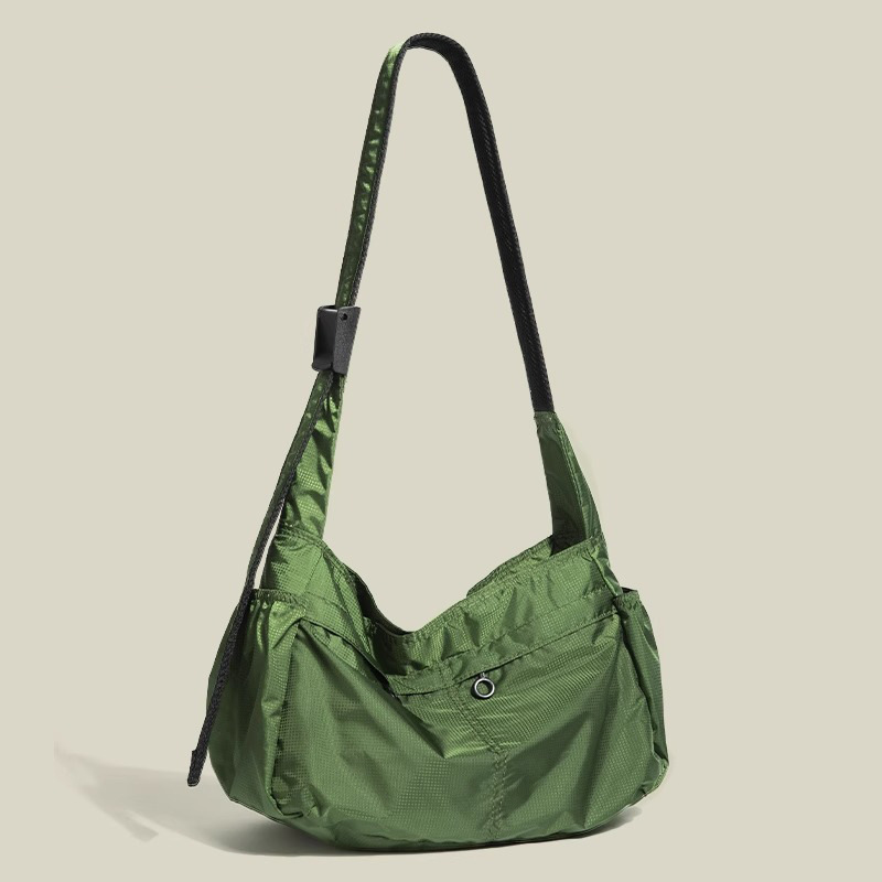 Green Large Capacity Nylon Tote Bag - Water Resistant Casual Shoulder Bag for