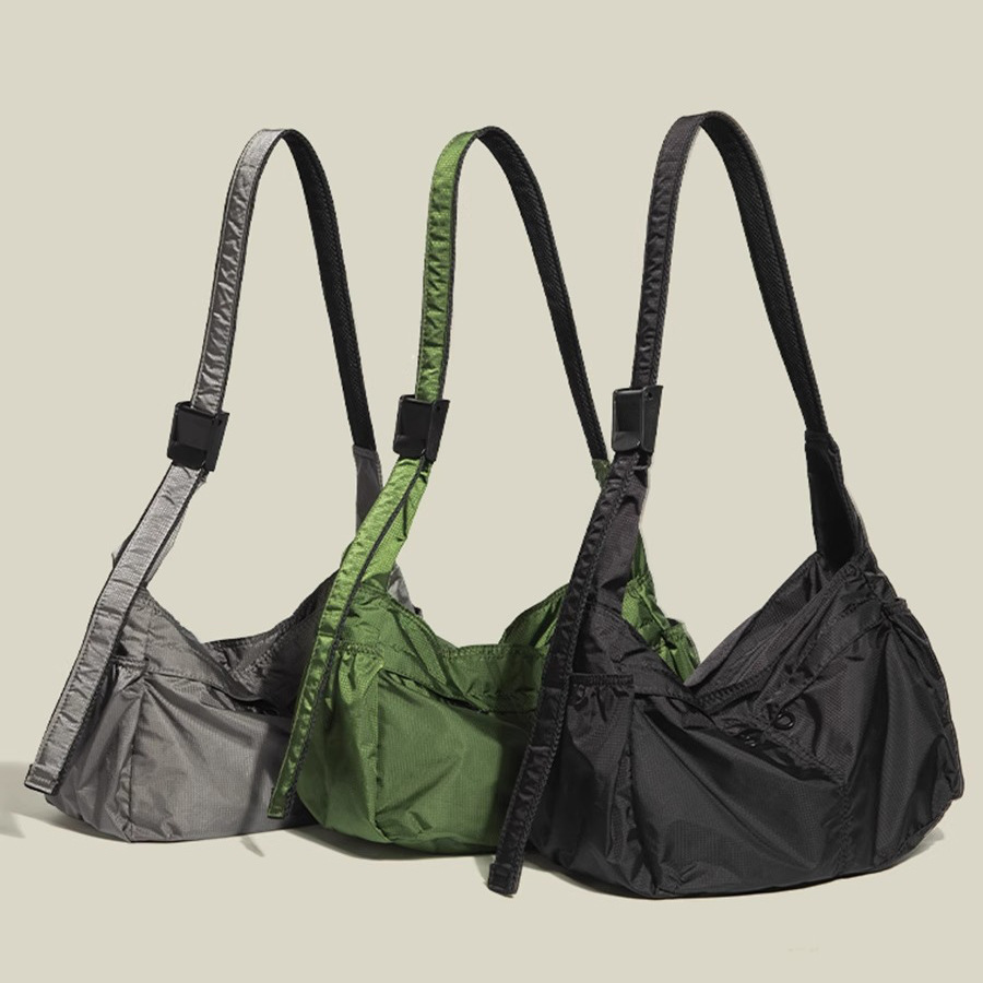 Green Large Capacity Nylon Tote Bag - Water Resistant Casual Shoulder Bag for view 2