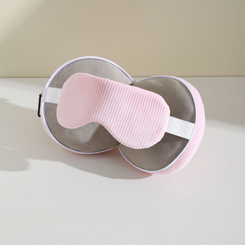 Pink and Grey 3-in-1 Foldable Sleep Eye Mask with Neck Pillow - Compact Travel