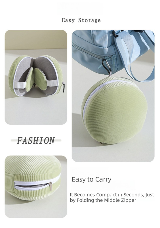 Pink and Grey 3-in-1 Foldable Sleep Eye Mask with Neck Pillow - Compact Travel view 4