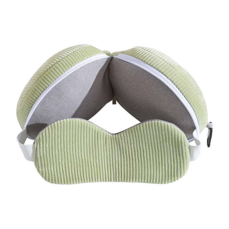 Beige and Grey 3-in-1 Foldable Sleep Eye Mask with Neck Pillow - Compact view 3