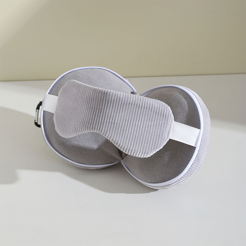 Grey 3-in-1 Foldable Sleep Eye Mask with Neck Pillow - Compact Travel Pillow