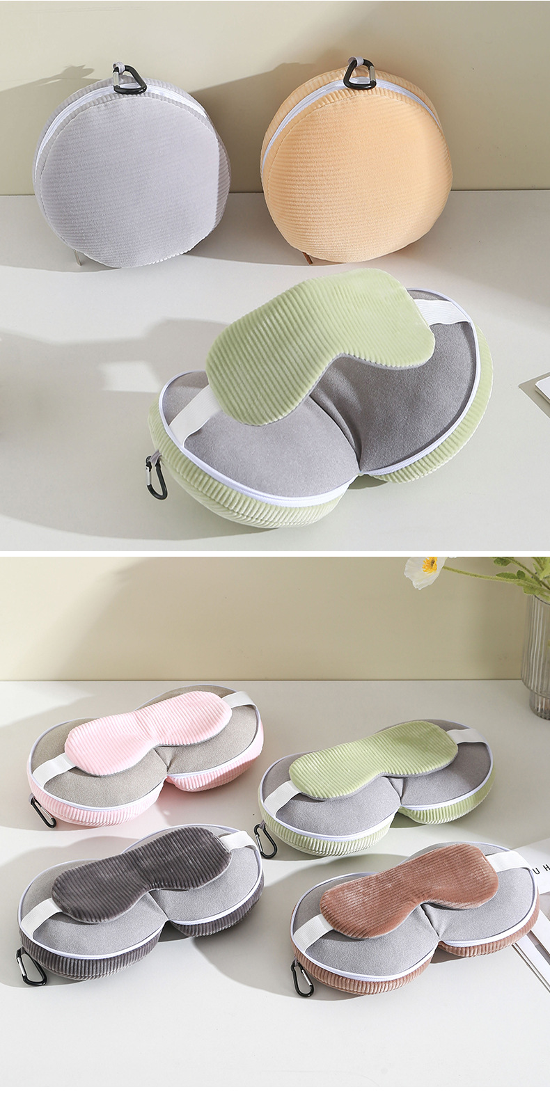 Grey 3-in-1 Foldable Sleep Eye Mask with Neck Pillow - Compact Travel Pillow view 7