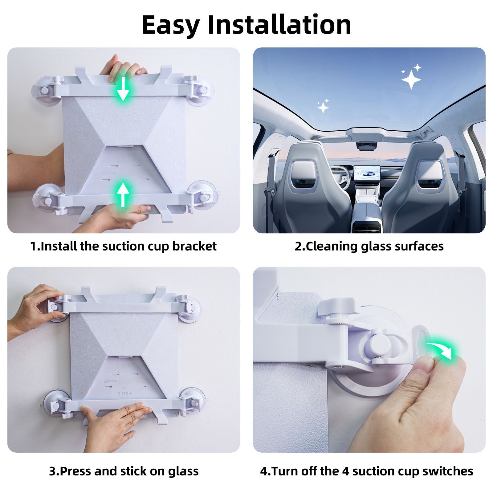 White Star Mini Car Suction Mount Bracket - Universal Glass Mount for Roof view 3