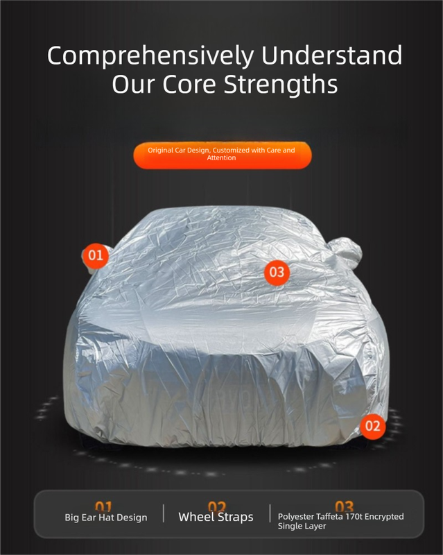 Silver 3S Universal Car Cover – 170T Taffeta Fabric view 2
