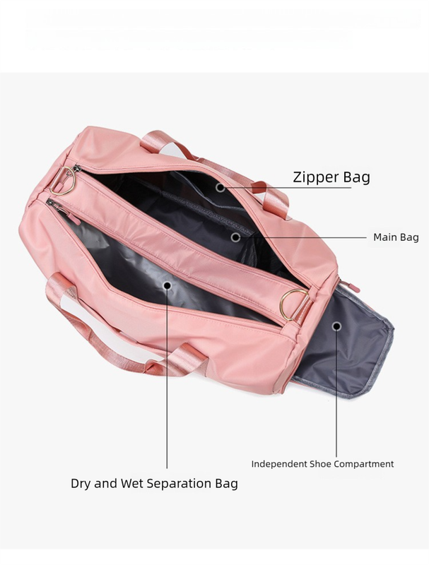 Black Large Capacity Travel Duffel Bag – Wet & Dry Separation view 3
