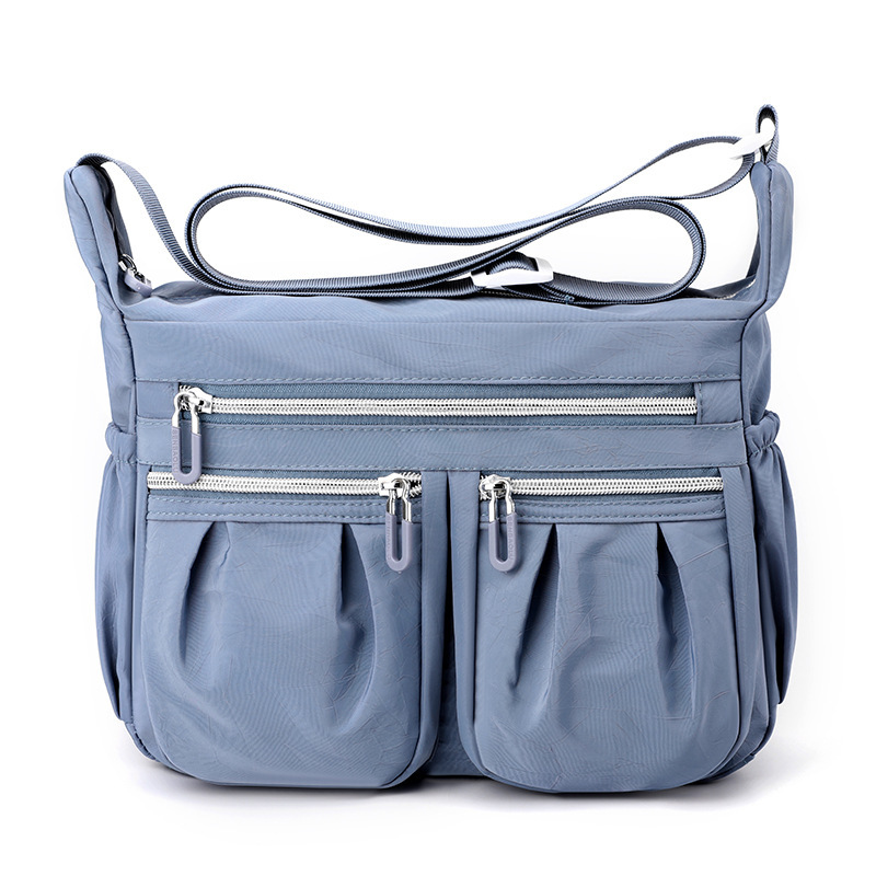 Blue Multi-Pocket Lightweight Nylon Crossbody Bag – Stylish