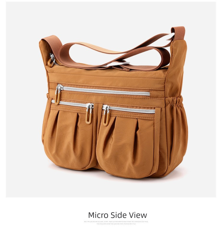 Grey Multi-Pocket Lightweight Nylon Crossbody Bag – Stylish view 5