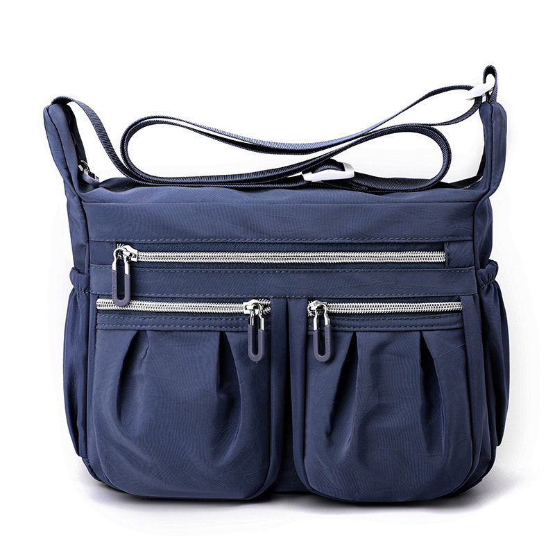 Dark Blue Multi-Pocket Lightweight Nylon Crossbody Bag – Stylish