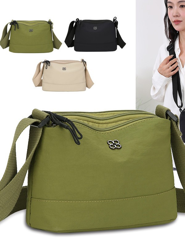 Green Lightweight Multi-Layer Crossbody Bag for Women – Compact view 4