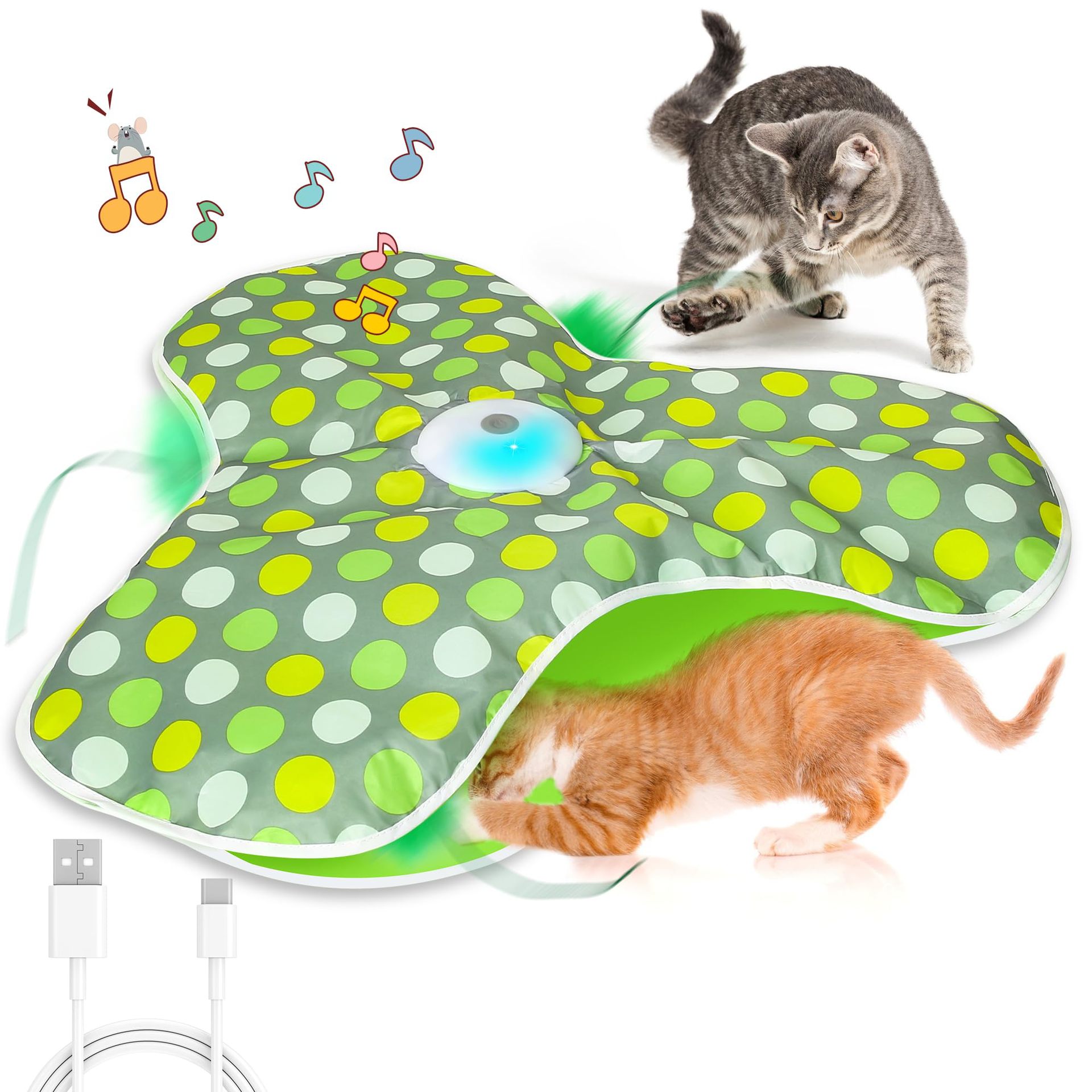 Green Interactive Cat Toys Rechargeable