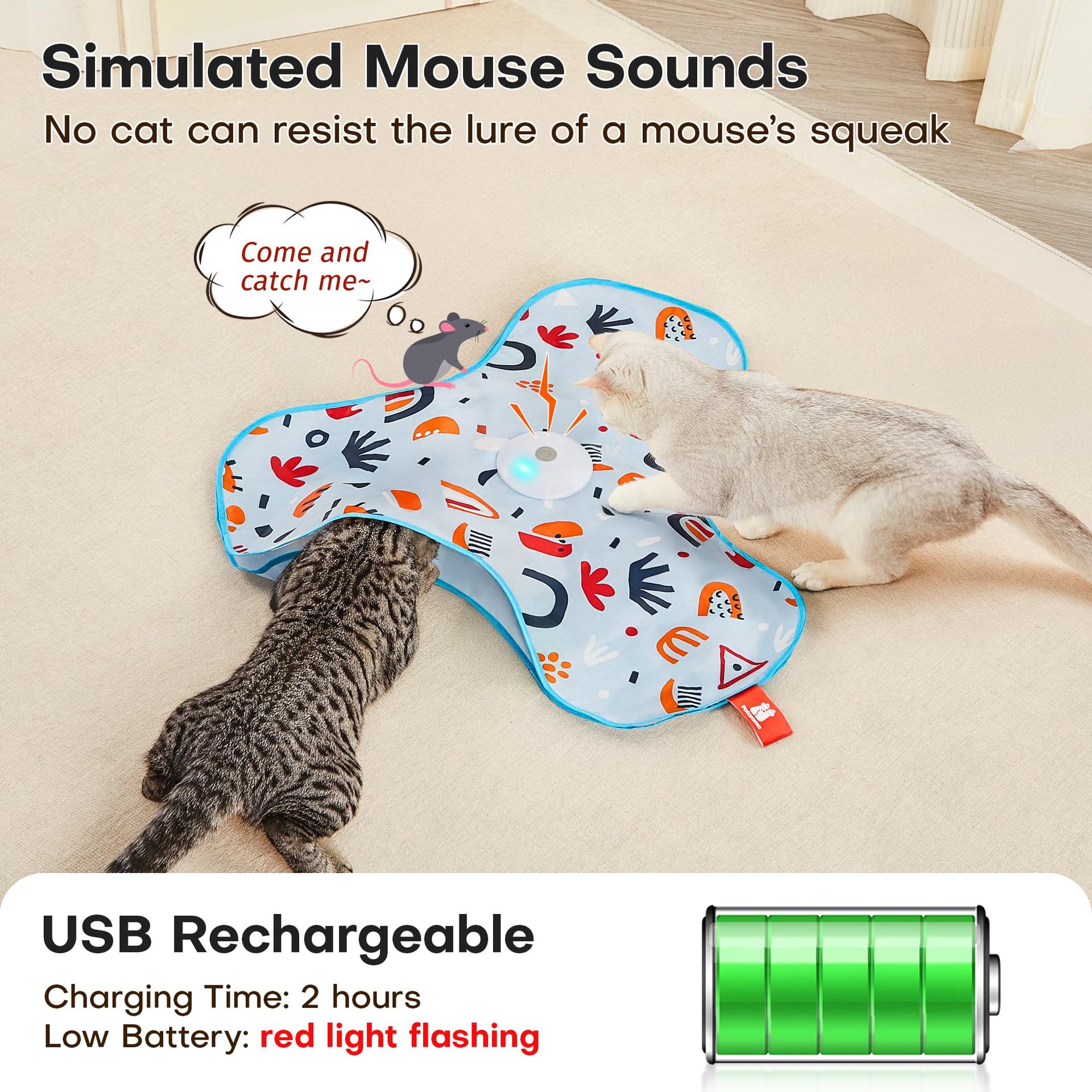 Dark Blue Interactive Cat Toys Rechargeable view 5